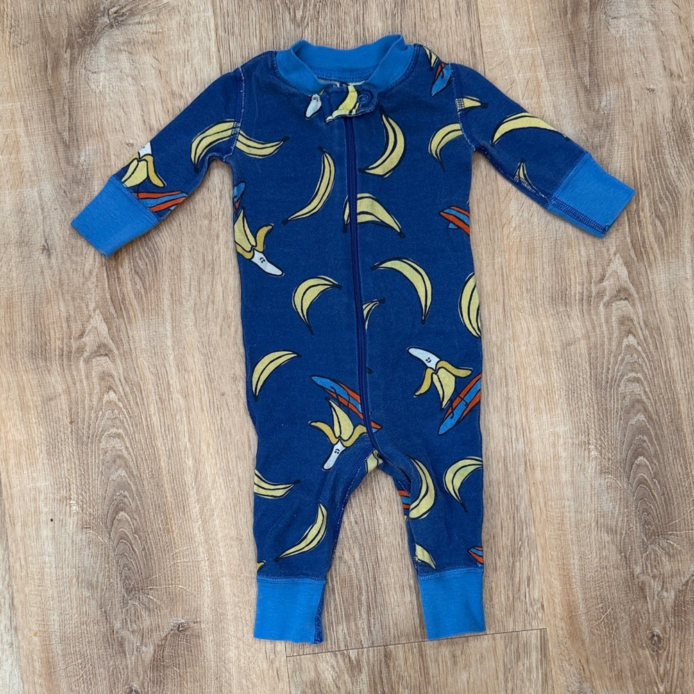 Hanna Andersson Blue Banana Print Kids Pajamas